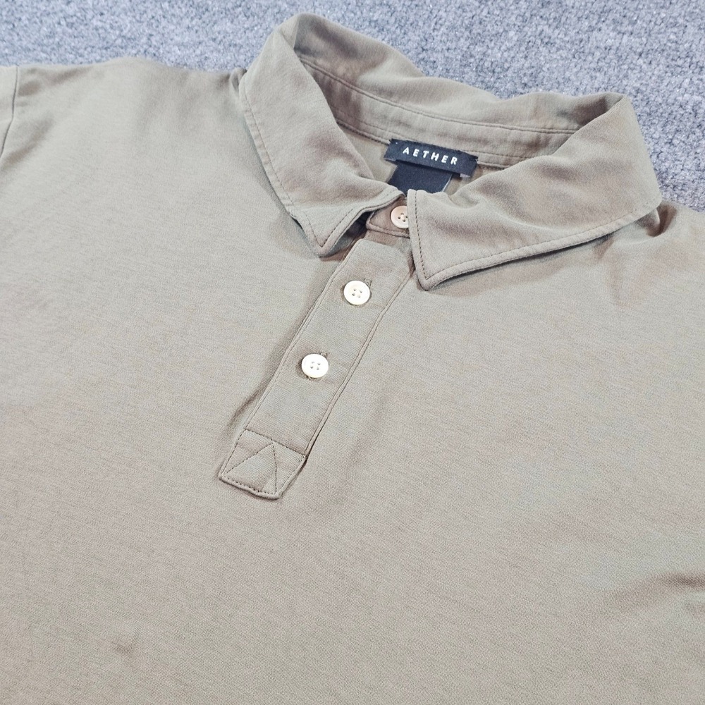 Aether Mens XL Organic Pima Cotton Polo Shirt Short Sleeve Olive Green 00720